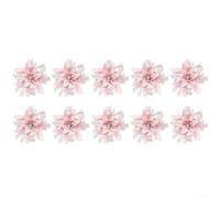 Vasiumic Christmas Gold Glitter Flower Vine Wreath Ornaments for Door Window and Tree, 14.5 cm Floral Holiday Decorations Made of Plastic Polyester Non-Woven Fabric(Pink)
