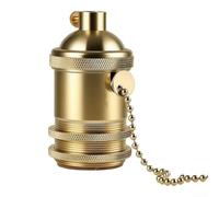 Vasiumic Copper E26 E27 Lamp Holder With Pull Switch, Retro Brass Pendant Light Socket For LED Bulbs Up To 60W, DIY Ceiling Fan Light Fixture Accessories