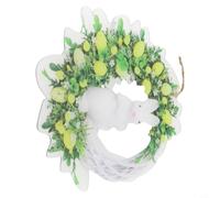 Vasiumic Easter Bunny Wreath Acrylic Spring Floral Garland Decoration for Front Door Fireplace Wall, 27cm Diameter Hanging Ornament(B)