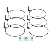 Vasiumic Heavy Duty Iron Flower Pot Holder Ring Wall Mounted Plant Hanger Bracket 90 Degree Folding Indoor Outdoor Garden Decor Black 6 Pack(20cm)