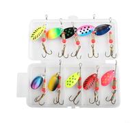 Vasiumic Metal Spoon Spinner Lure 6cm, Crankbaits for Pike Fishing - 10PCS Multicolor Spoonbait Set with Realistic Swimming Action and Flashy Blade Design(A)