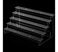 Vasiumic Multi-Layer Acrylic Ladder Shelf Organizer 2-5 Tiers Transparent Detachable Display Rack for Cupcakes, Perfumes, Jewelry, Figures, Collectibles(5 layers 35cm)