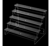 Vasiumic Multi-Layer Acrylic Ladder Shelf Organizer 2-5 Tiers Transparent Detachable Display Rack for Cupcakes, Perfumes, Jewelry, Figures, Collectibles(5 layers 29cm)