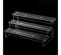 Vasiumic Multi-Layer Acrylic Ladder Shelf Organizer 2-5 Tiers Transparent Detachable Display Rack for Cupcakes, Perfumes, Jewelry, Figures, Collectibles(3 layers 35cm)