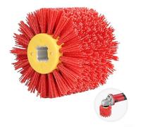 Vasiumic Nylon Sanding Brush 120mm 120 Grit Wood Polishing, Abrasive Nylon Wheel with 19mm Bore, Flexible Flap Disc Concave Convex Surfaces, Red