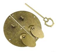 Vasiumic Retro Brass Chinese Style Door Pull Handle with Knock Lock Latch, Antique Iron Cabinet Knob, 100mm Diameter Installation and Security