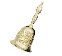 Vasiumic Retro Copper Alloy Hand Bell with Rose Pattern, Loud Metal Service Bell for Hotel Bar Wedding Dinner Prayer Training, Portable Table Desk Bell 11.1cm Gold(Gold)