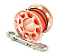 Vasiumic Scuba Diving Reel 30m with Double Hook - Aluminum Alloy Handle Line Spool for Underwater Spearfishing, Diving Safety Gear, 360° Swivel Connector,(15M PINK)