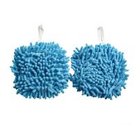 Vasiumic Soft Chenille Hand Towel Ball with Quick Dry Double Sided Yarn and Hanging Loop, Super Absorbent 400ml Capacity,Round Design for Bathroom (blue)