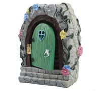 Vasiumic Solar Fairy Gate Staircase Ornament for Garden, Resin Courtyard Decoration with Lights Weather-Resistant Miniature Staircase Ornament Outdoor Decor for Kids
