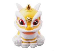 Vasiumic Solar Powered Lion Dance for Dashboard Ornament Nodding Bobblehead Decor Interior Car Chinese Style Black Luck Fortune Figure Automatic Yellow Red(Yellow)