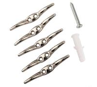 Vasiumic Stainless Steel Cleat Hooks for Curtain and Blind Cords with Screws Vertical Roller Drapery Rope Holder Washing Line Hook Silver 6.5 cm Set of 10(5pcs)