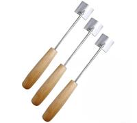 Vasiumic Steel Corn Cob Peeler with Wooden Handle, Kernel Stripper Tool Home Cooking, BBQ and Picnics, Silver, 10.4 x 1.57 Inch(3pcs)