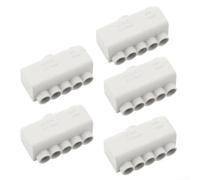 Vasiumic T-Shaped Splitter Terminal Block 80A 1000V Quick Wire Connector, Brass ABS Power Distribution Junction For Electrical Wiring, Grey, 5 Pack, Screw Fixing(ZK-516)
