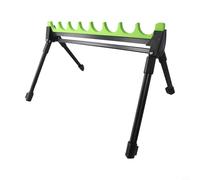Vasiumic Telescopic 4 Leg 8 Rig Fishing Rod Holder Kit with Storage Bag - Compact Portable Rod Rest Stand for Carp Coarse Sea Fishing - Zinc Alloy Construction Black Green