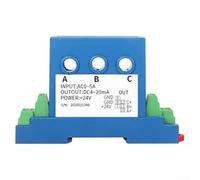 Vasiumic Three-Phase AC Current Transmitter 3X DC4-20mA Output With Electromagnetic Isolation For Power Monitoring And Energy Management Systems Blue(0-10A)