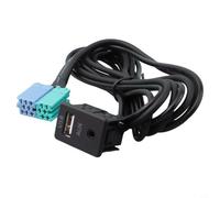 Vasiumic Usb-aux Extension Adapter Cable with 3.5mm Audio Usb Port for Elantra 2011-2013 0.5m Black Abs Wiring Assembly