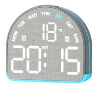 Vasiumic USB Powered LED Alarm Clock With Digital Display Showing Time Date Temperature Humidity And Calendar Functionality, Desk Bedside(5533B Gray)