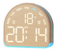 Vasiumic USB Powered LED Alarm Clock With Digital Display Showing Time Date Temperature Humidity And Calendar Functionality, Desk Bedside(5533A Yellow)