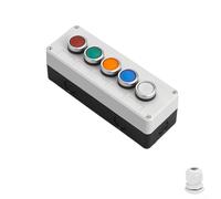 Vasiumic Waterproof Dustproof Push Button Switch Box 22mm Momentary and Latching Self-Reset Self-Locking ABS Metal Control Enclosure with Contacts for Factory Machinery(1)
