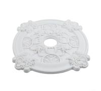 Vasiumic White Ceiling Medallion 39cm/15.35 Inch, PU Ceiling Light Fan Lamp Base, Round Decorative to Imperfections, No Drill Installation Home Decor