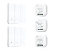 Vasiumic Wireless RF433MHz Remote Control Switch with Learning Code Function, 100m Range, Waterproof Push Button for Home, Hotel and Villa Cont(3GANG 2-3)