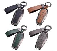 Vasiumic Zinc Alloy Leather Car Key Case for BYD Song, Qin, Han EV, Tang DM - Protective Shell with Tailored Fit, Scratch Resistant, Black(Green)
