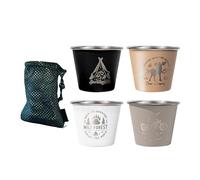 Vasos De Acero Inoxidable - 4 Piezas Movilidad Sin Esfuerzo,Vaso Agua USO En Los Exteriores,para USO En Hogar, Oficina, Los Viajes, Actividades Al Aire Libre, Senderismo, Mochila, Bebidas, Café Y