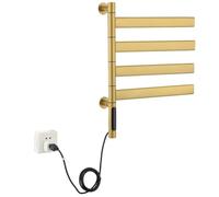 VASOYO Gold Heated Towel Rack Wall Mount 4 Rotatable Bars for Bathroom