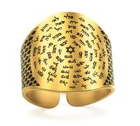 VASSAGO 72 Names of God Hebrew Ring Star of David Kabbalah Ring，Gold