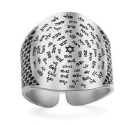 VASSAGO 72 Names of God Hebrew Ring Star of David Kabbalah Ring，Silver
