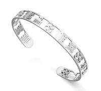 VASSAGO African Adinkra Symbol Bracelet for Women Men Adjustable Africa Adinkra Cuff Bracelet Bangle Gye Nyame Duafe Minimalist Boho Tribal Ethnic Jewelry Gift (Silver 2)