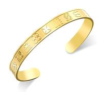 VASSAGO African Adinkra Symbol Bracelet for Women Men Adjustable Africa Adinkra Cuff Bracelet Bangle Gye Nyame Duafe Minimalist Boho Tribal Ethnic Jewelry Gift (Gold)