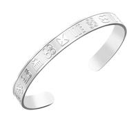 VASSAGO African Adinkra Symbol Bracelet for Women Men Adjustable Africa Adinkra Cuff Bracelet Bangle Gye Nyame Duafe Minimalist Boho Tribal Ethnic Jewelry Gift (Silver)