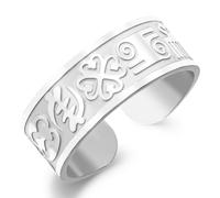 VASSAGO African Adinkra Symbol Ring for Women Men Stainless Steel Adjustable Africa Adinkra Ring Gye Nyame Duafe Minimalist Boho Tribal Ethnic Jewelry Gift (Silver)