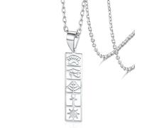 VASSAGO Ancient Egyptian Symbol Necklaces Ankh Cross Eye of Horus Pendant Necklace Vintage Egyptian Pyramids Pendant Necklace Half Sun Necklace Good Luck Amulet Jewelry Gift (Ankh-Silver)