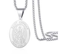 VASSAGO Archangel Saint Michael/St Cyprian Necklace St Michael Pendant Archangel Medallion Necklace Patron Protection Amulet Medal Jewelry Gifts for Men Women