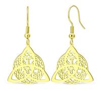 VASSAGO Celtic Knot Earrings Triquetra Viking Compass Drop Earrings，Gold