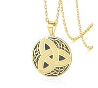 VASSAGO Celtic Knot Necklace Stainless Steel Triquetra Triangle Trinity Pendant Necklace Irish Knot Good Luck Jewelry (gold)