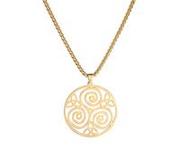 VASSAGO Celtic Spiral Knot Necklace Triple Spiral Triskele Celtic Pendant Necklace Spiral Trinity Knot Necklace Good Luck Irish Celtic Knot Necklace Amulet Jewelry Gift for Men Women (Gold)