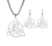 VASSAGO Celtic Spiral Knot Necklace Triple Spiral Triskele Celtic Pendant Necklace Spiral Trinity Knot Necklace Good Luck Irish Celtic Knot Necklace Amulet Jewelry Gift for Men Women (Earrings-S)