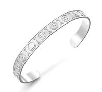VASSAGO Coexist in Peace Cuff Bracelet World Religions Harmony Bracelet Bangle Religion Jewelry Adjustable Stainless Steel Protection Amulet Gift Women Men，Silver