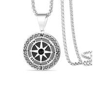 VASSAGO Compass Necklace for Men Women Stainless Steel North Star Compass Pendant with CZ Nautical Jewelry Traveler Navigator Gift (Silver)