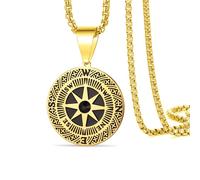 VASSAGO Compass Necklace for Men Women Stainless Steel North Star Compass Pendant with CZ Nautical Jewelry Traveler Navigator Gift (Gold)