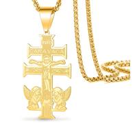 VASSAGO Cross Necklace for Men Women, Orthodox Cross/Cruz de Caravaca/Crucifix Pendant Necklace Amulet Catholic Christian Religious Jewelry Gift