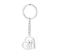 VASSAGO Cute Squirrel Keychain for Women Men Stainless Steel Heart Squirrel Pendant Car Key Backpack Jewelry Gifts for Animal Lover (silver)