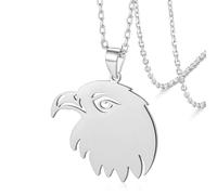 VASSAGO Eagle Head Pendant Necklace Vintage Hawk Necklace Celtic Pendant Necklace for Men Women Hip Hop Eagle Head Amulet Necklace for Boys (silver eagle necklace)