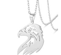 VASSAGO Eagle Head Pendant Necklace Vintage Hawk Necklace Celtic Pendant Necklace for Men Women Hip Hop Eagle Head Amulet Necklace for Boys (silver hawk necklace)