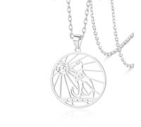 VASSAGO Egyptian Ankh Necklace Stainless Steel Bastet Cat Eye of Horus Pendant Necklace Egypt Bastet Jewelry Gifts for Women Men (Silver Bastet Cat)