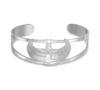 VASSAGO Egyptian Goddess Bracelet for Women Men Winged Goddess Isis Cuff Bangle Bracelet Stainless Steel Ancient Egypt Symbol Amulet Protection Mythology Jewelry Gifts